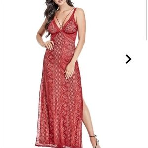 Guess Red Lace Maxi Dress